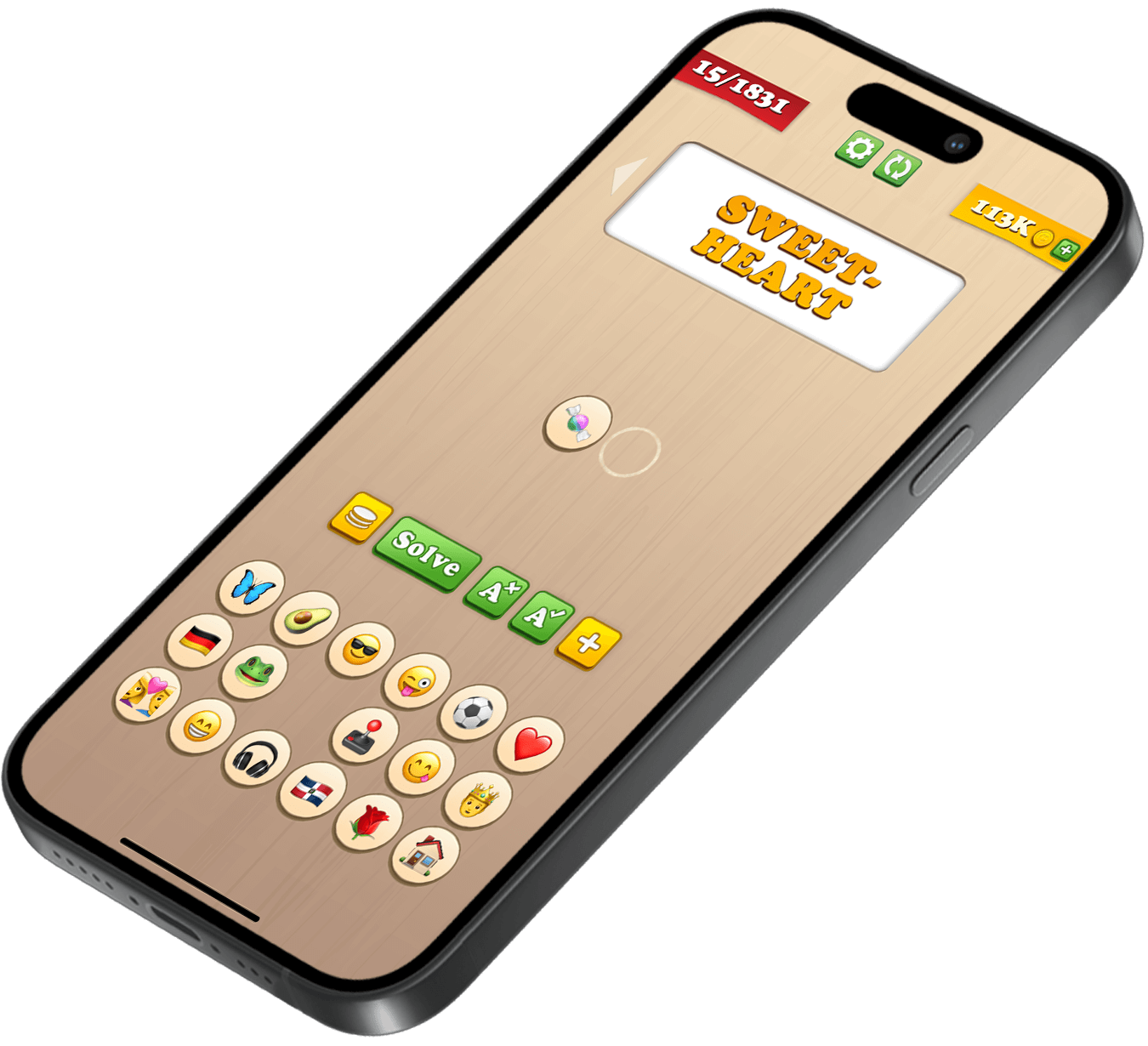 iPhone with app screenshot